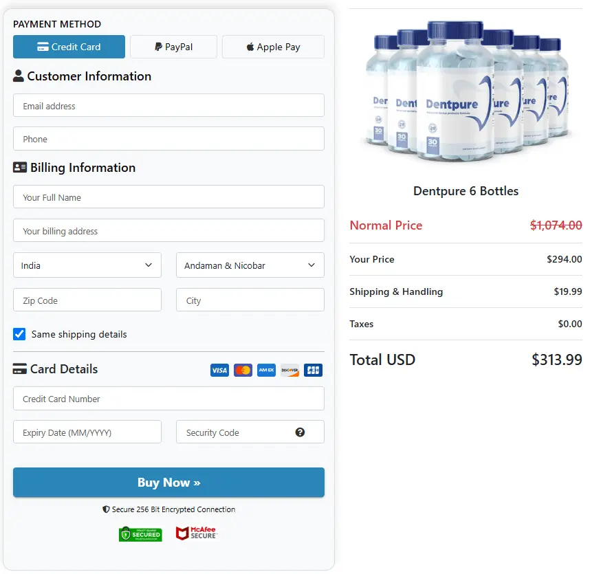 Dentpure CheckOut Page